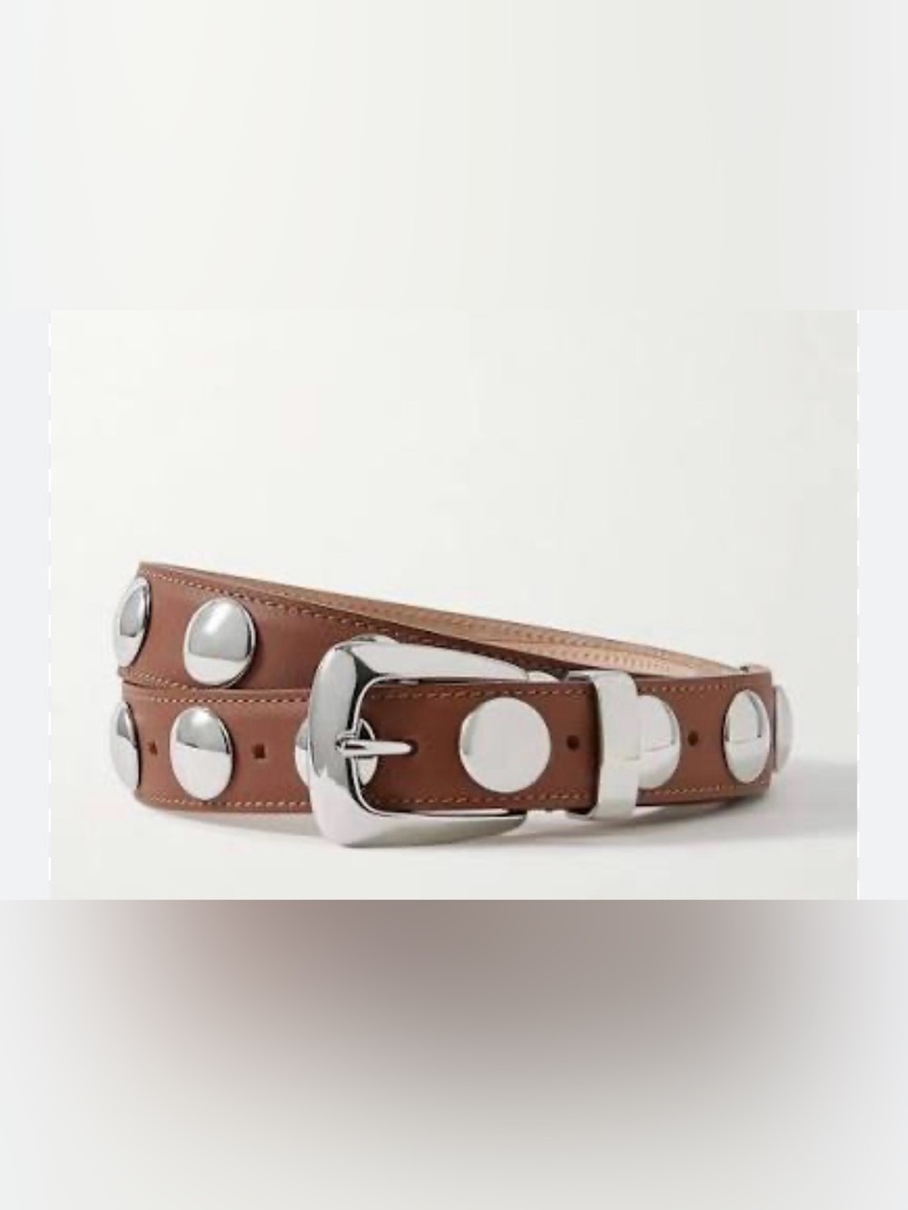 Khaite Benny Belt Tan Leather Studded